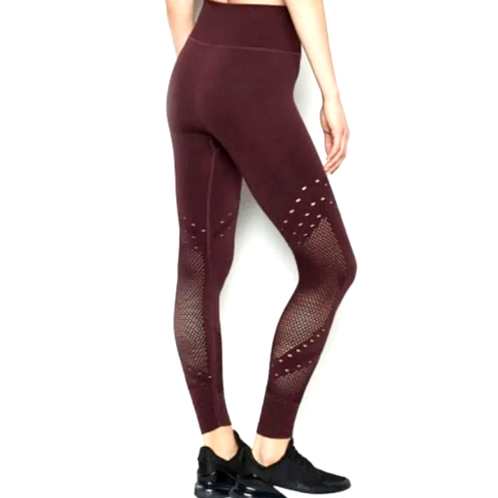 VICTORIA'S SECRET Large Maroon‎ Sport High Rise Crochet Mesh Yoga Leggings